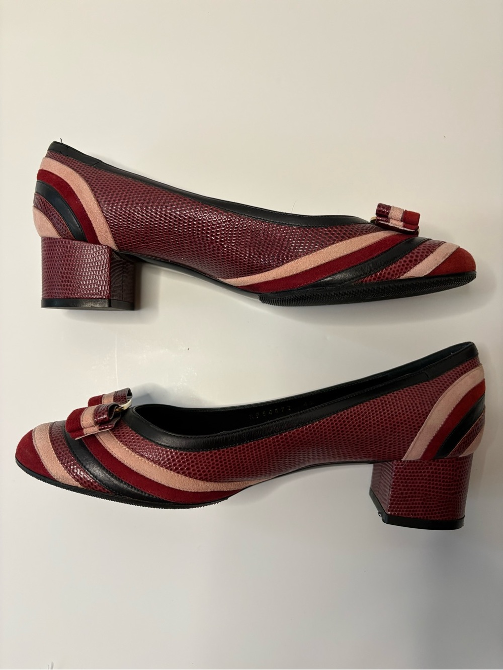Salvatore Ferragamo Fosca lizard embossed leather Block-heel pumps - Picture 5 of 8